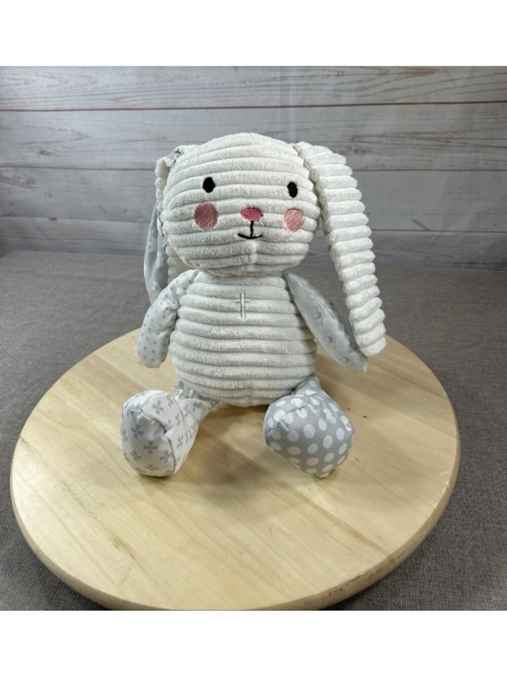 Wee Believers 12” White Ribbed Bunny Rabbit Plush Soft Toy Prays “our father”